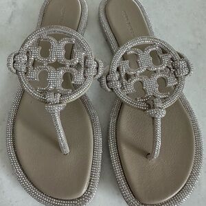 Tory Burch Women's Pave Embellished Crystal Miller Sandals- New! Size 9
